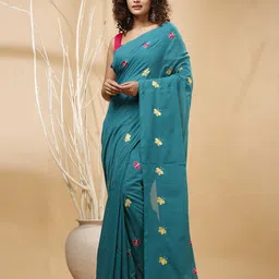 SLAGHA Ethnic Motifs Taant Saree With Blouse-picture-28