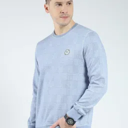 Monte Carlo Blue Regular Fit Self Pattern T-Shirt image 5