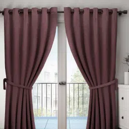 BIANCA Satin Curtain- Blocks 99% Sunlight & Reduces Noise [Eyelet Pattern]-1pc 7.5 Feet-plain-coffee-11