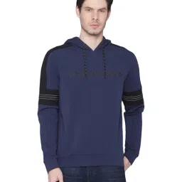 Antony Morato Navy Cotton Slim Fit Logo Printed Hooded Sweatshirt-picture-44