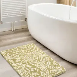 Saral Home Beige Microfiber Abstract Bath Mat 45X70 cm-image-31