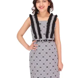Cutecumber Kids Black & White Checks Dress with Belt-image-31