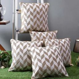 Romee Beige & White Polyester Cushion Cover - Set of 5-image-13