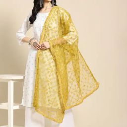 Saadgi Olive Green Embroidered Dupatta-image-71