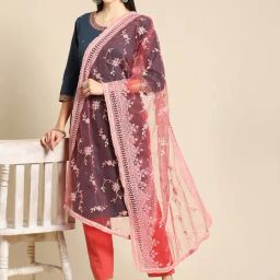 Saadgi Pink Embroidered Dupatta-image-71