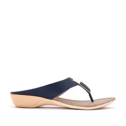 Khadim's Women's Navy Thong Wedges-image-10