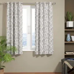 Bianca EL`PESSO Silver & Beige Faux Silk 5 Ft. Window Curtain - Set of 2-14