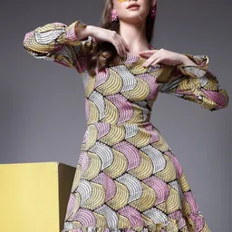 BEING NAUGHTY Women Abstract Print A-Line Dress-image-94
