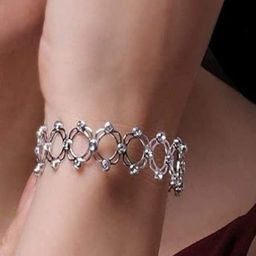 Paavni Girls Sterling Silver Cubic Zirconia Handcrafted Rhodium-Plated Wraparound Bracelet-picture-17