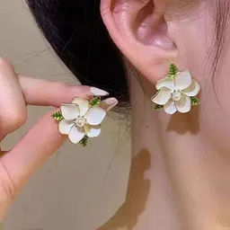 DressBerry Artificial Stones Studded Floral Shaped Korean Drop Earrings-31