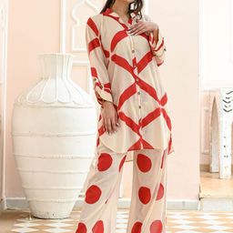 Bunaai Nirupa Clamp Geometric Printed Pure Cotton Tunic With Palazzos Co-Ords-picture-52