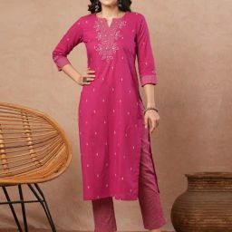 Kami Kubi Pink Cotton Floral Kurti-picture-12