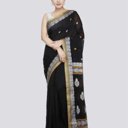 Pinkloom Black Cotton Woven Saree With Unstitched Blouse-image-80