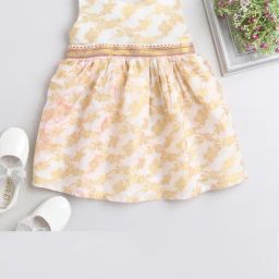 Many Frocks Kids Cream Self Design Dress-image-82