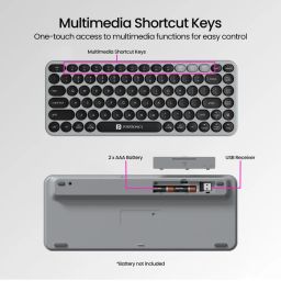 Portronics Bubble 2.0 Wireless Keyboard with Bluetooth plus 2.4 GHz Receiver (Grey) image 5