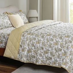 Maspar Yellow Cotton Printed 200 TC King Flat Bedsheet Set-image-3