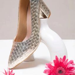 TRYME Women's Gold Pump Shoes-image-3