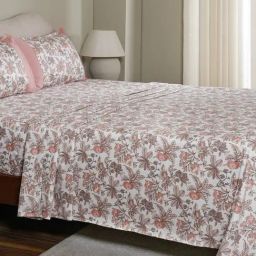 Maspar Pink Cotton Printed 200 TC Single Flat Bedsheet with 1 Pillow Cover-27