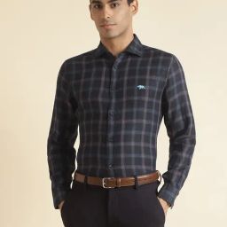 ANDAMEN Black Slim Fit Check Shirt-image-98