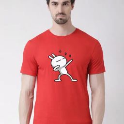Friskers Red Cotton Slim Fit Printed T-Shirt-image-46