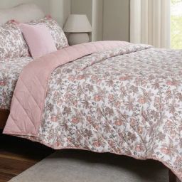 Maspar Pink Cotton Printed 200 TC Double Flat Bedsheet with 2 Pillow Covers-image-8