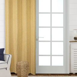 Saral Home Yellow Cotton Geometric Curtain-46