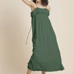 Moomaya Green Relaxed Fit Midi Dress-picture-12