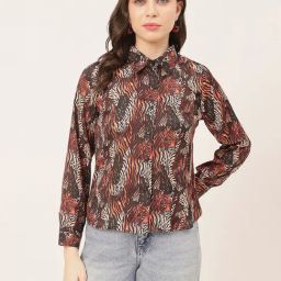 Moomaya Black & Brown Printed Shirt-image-44