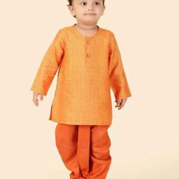 Fabindia Boys Rust Printed Full Sleeves Kurta Dhoti Set-image-38