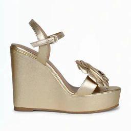 Saint G Women's Vanessa Gold Ankle Strap Wedges-image-38