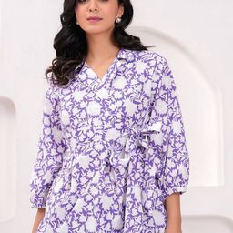 kipek Floral Print Ethnic Cotton Top-image-93
