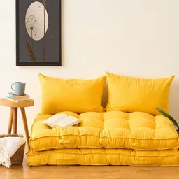 SKANDA FAB 2-Pcs Yellow Rectangle Shaped Pure Cotton Pre-FilledCushions-image-68