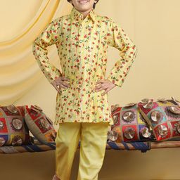 Cutiekins Boys Floral Printed Regular Kurta with Pyjamas-17