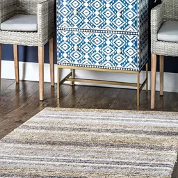CARPETIFY Brown Striped Anti-Skid Carpet-image-93