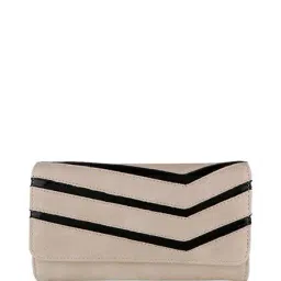 Gio Collection Beige & Black Panelled Tri-Fold Wallet-image-95