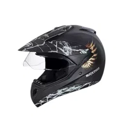Studds N12 Matt Black Xtra Large (600 mm) Off Road-Full Face Helmet, Motocross D4 Decor With Visor-image-60