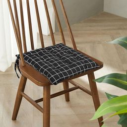 Kuber Industries Black & Brown 4 Pieces Checked Cotton Chair Pads-80