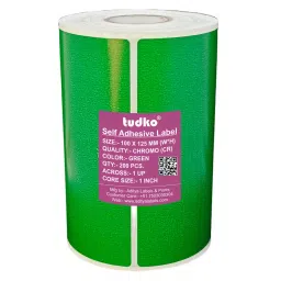 Tudko 100x125 mm 80 GSM 1 UP Self Adhesive Paper Label Green-30
