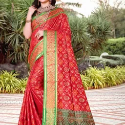jayant creation Red Silk Blend Patola Sarees-picture-8