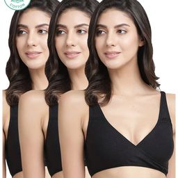 Inner Sense Organic Antimicrobial Feeding Bra Pack Of 3 - Black-image-74