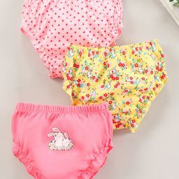 Babyhug Bloomers Multi Print Pack Of 3 - Pink Yellow-image-11