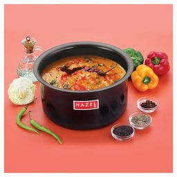 HAZEL Hard Anodised Aluminium Tope With Lid | Hard Anodised Cookware Boiling Tope Patila With Steel Lid Cover For Cooking (Tope Capacity 2400ml, Lid 21.1 cm), Black-picture-16