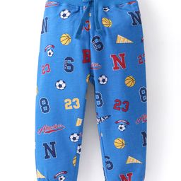 Babyhug Cotton Looper Knit Full Length Lounge Pant Ball Print - Blue-picture-19