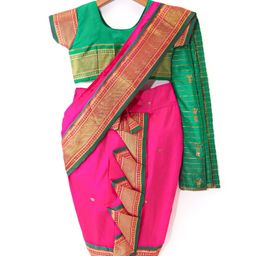 Bhartiya Paridhan Silk Mastani Saree with Half Sleeves Blouse - Pink-image-72