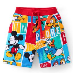 Babyhug Disney Cotton Knit Shorts  With Mickey Mouse Family Print- Multicolour-image-45