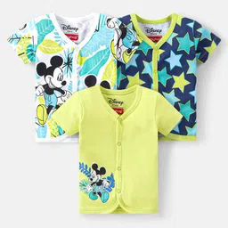 Babyhug Disney 100% Cotton Knit Half Sleeves Jhablas With Mickey Mouse Print Pack of 3 - Multicolour-picture-24