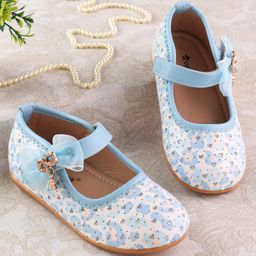 Cute Walk by Babyhug Velcro Closure Ballerina With Bow Applique - Blue-image-85