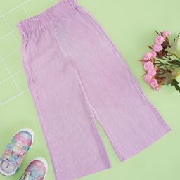 Pantaloons Junior Self Design Wide Leg Pant - Purple-image-79