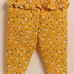 Cot & Candy Organic Cotton Floral Printed Leggings - Mustard-picture-6