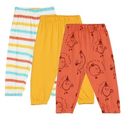 MINI KLUB Cotton Pack Of 3 Striped & Solid Pajamas - White Yellow & Rust-picture-30